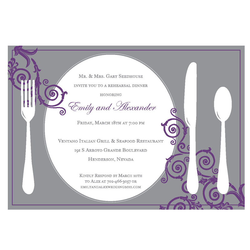 Place Setting Rehearsal Dinner Invitation
